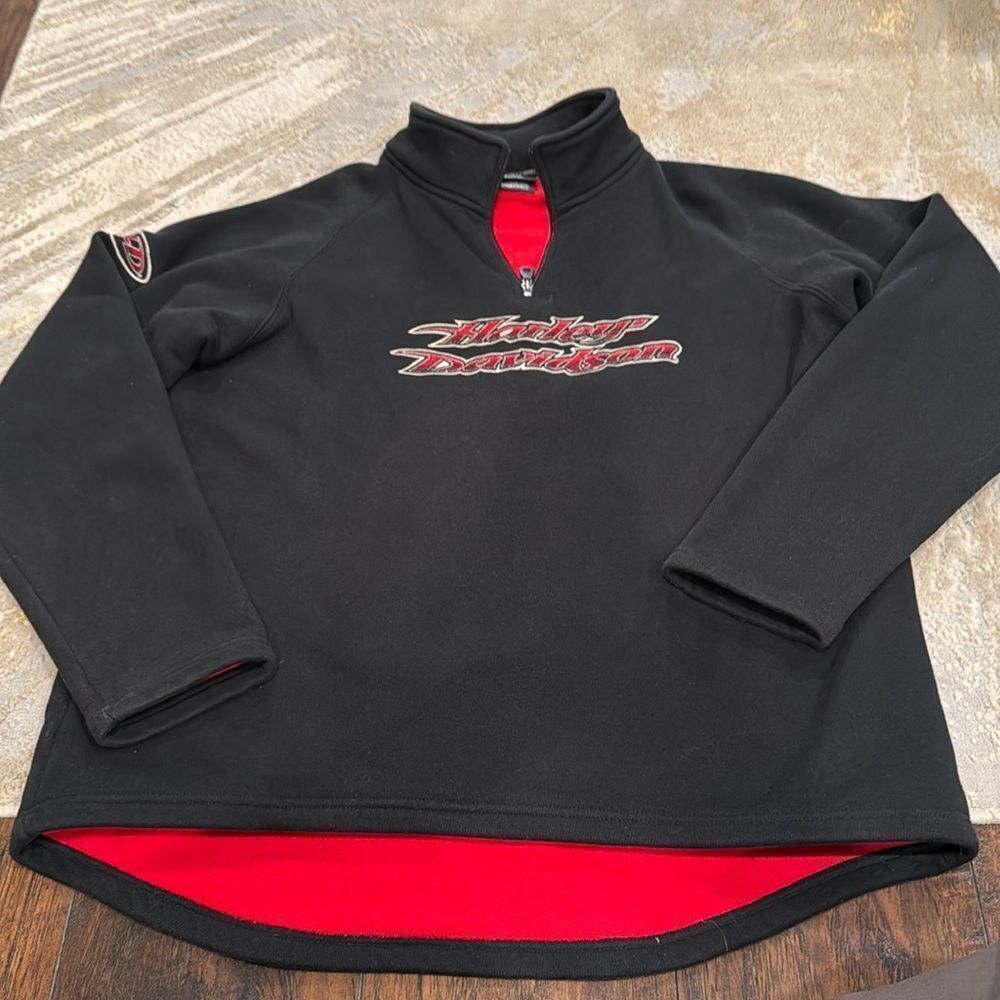 Harley Davidson men's very rare 1/4 zip cotton pullover size L in GUc